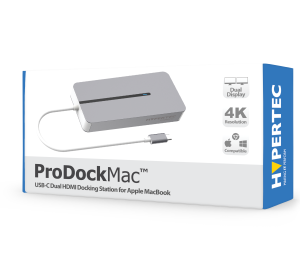 Hypertec ProDockMac - Universal USB-C Dock for Apple MacBook Extended Display with Dual HDMI Gigabit Ethernet 2 X USB A 100W Power Delivery.
