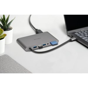Kensington UH1440P USB-C 5Gbps Dual Video Driverless Mobile Dock – 85W Pass-Through Power – DP/HDMI/VGA