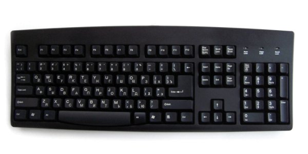 Accuratus KYBAC260-USBBLKCYHY, Russian/Cyrillic language USB full size keyboard in black.