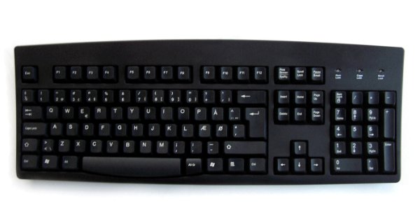 Accuratus KYBAC260-USBBLKDKHY, Danish language USB & PS2 full size keyboard in black.