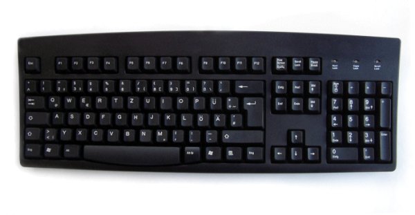 Accuratus KYBAC260-USBBLKGRHY, German language USB & PS2 full size keyboard in black.