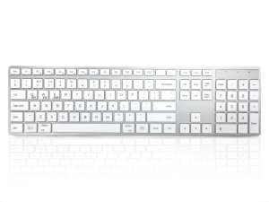 Accuratus KYBAC301-BTMAC keyboard Universal RF Wireless + Bluetooth QWERTY UK English Silver, White