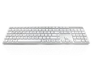 Accuratus KYBAC301-BTMAC keyboard Universal RF Wireless + Bluetooth QWERTY UK English Silver, White