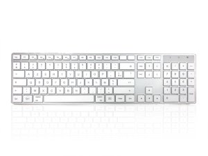 Accuratus KYBAC301-BTMACFR keyboard Universal RF Wireless + Bluetooth QZERTY French Silver, White