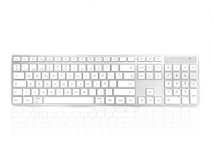 Accuratus KYBAC301-BTMACSP keyboard RF Wireless + Bluetooth QWERTY Spanish Silver, White