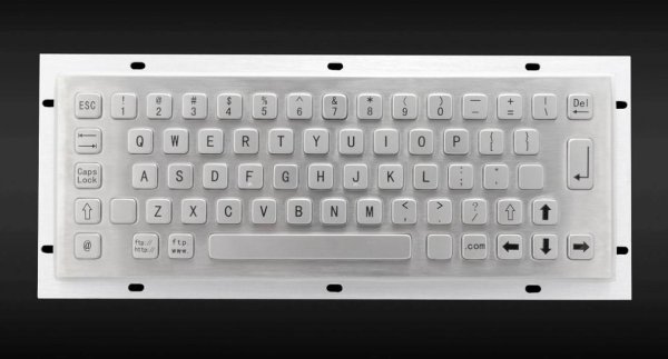 A Ceratech product IP65 rated USB hole mount Stainless steel mini keyboard. Supplied by Hypertec.