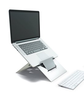 The Lite by Hypertec INT Edition is a lightweight (just 280g) low angle laptop stand high elevation adjustable laptop stand specifically designed for devices with a restricted opening angle / internal hinge such as the MacBook and MacBook Pro providing a