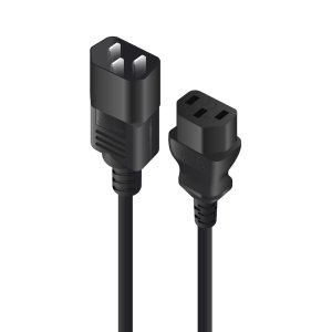 2m IEC C13 to IEC C14 Computer Power Extension Cord - Male to Female - Black