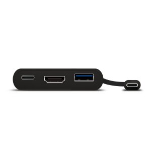 ALOGIC 10cm USB-C MultiPort Adapter with HDMI/USB 3.0/USB-C with Power Delivery (60W) - Black