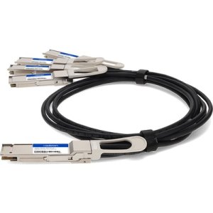 MSA and TAA Compliant 400GBase-CU QSFP-DD 400G to 4xQSFP56 100G PAM-4 Direct Attach Cable (Passive Twinax, 1m)