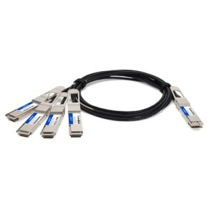 MSA and TAA Compliant 400GBase-CU QSFP-DD 400G to 4xQSFP56 100G PAM-4 Direct Attach Cable (Passive Twinax, 1m)