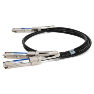 Compatible TAA Compliant 200GBase-CU QSFP-DD 200G to 2xQSFP28 100G NRZ Direct Attach Cable (Passive Twinax, 1m)