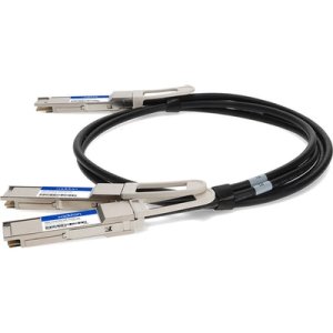 Compatible TAA Compliant 200GBase-CU QSFP-DD 200G to 2xQSFP28 100G NRZ Direct Attach Cable (Passive Twinax, 2m)