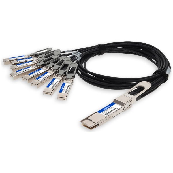 MSA and TAA Compliant 200GBase-CU QSFP-DD 200G to 8xSFP28 Direct Attach Cable (Passive Twinax, 2.5m)