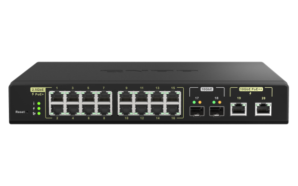 QNAP QSW-M2116P-2T2S network switch Managed L2 2.5G Ethernet Power over Ethernet (PoE) Black