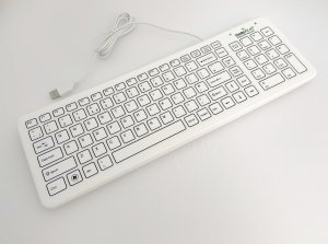SterileFlat Antibacterial USB Wired Medical Keyboard IP68 - features latex free nano silver impregnated antibacterial silicone. USB connection. Quickly wipes clean with Antibacterial and Alcohol based agents or Chlor-clean a chlorine based agent as used i