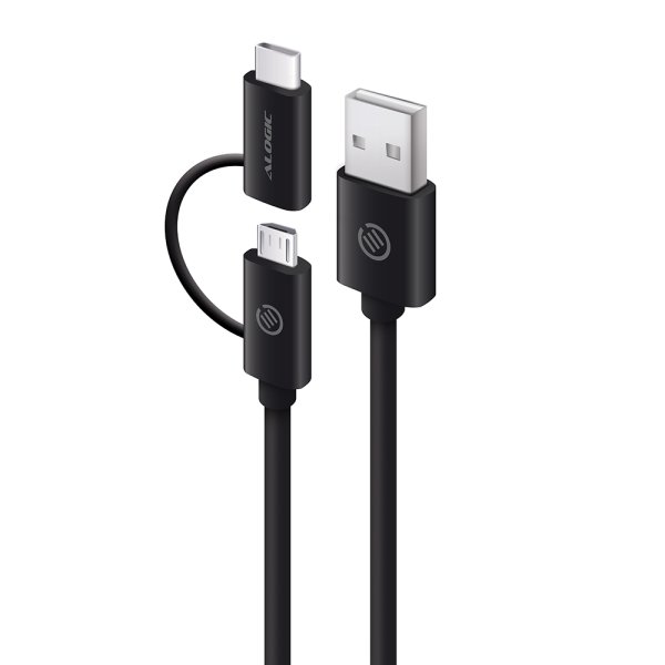 ALOGIC 1m USB 2.0 USB-A to USB-C & Micro USB-B Combo Cable for Charge & Sync - Male to Male