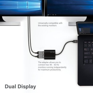 USB-C to Dual DisplayPort Adapter - 4K - 30 Hz