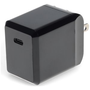 Wall Plug to USB 3.1 Type (C) 5V at 3A, 9V at 2A, or 12V at 1.5A 18W total for US Black