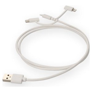 AddOn Networks USB2LGTCM1MW USB cable USB 2.0 1 m USB A USB C/Micro-USB B/Lightning White