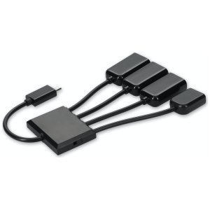 8in Micro-USB 2.0 (B) Male to USB 2.0 (A) Female Black Hub