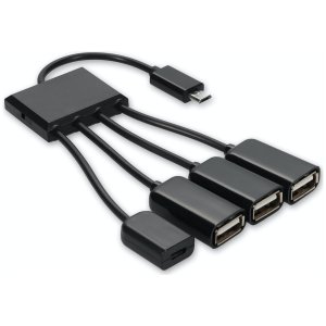 8in Micro-USB 2.0 (B) Male to USB 2.0 (A) Female Black Hub