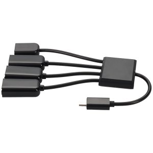 AddOn Networks 8in Micro-USB 2.0 (B) Male to USB 2.0 (A) Female Black Hub