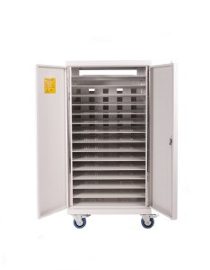 Storage & charging trolley for up to 15 laptops/30 netbooks Chromebooks or tablets.